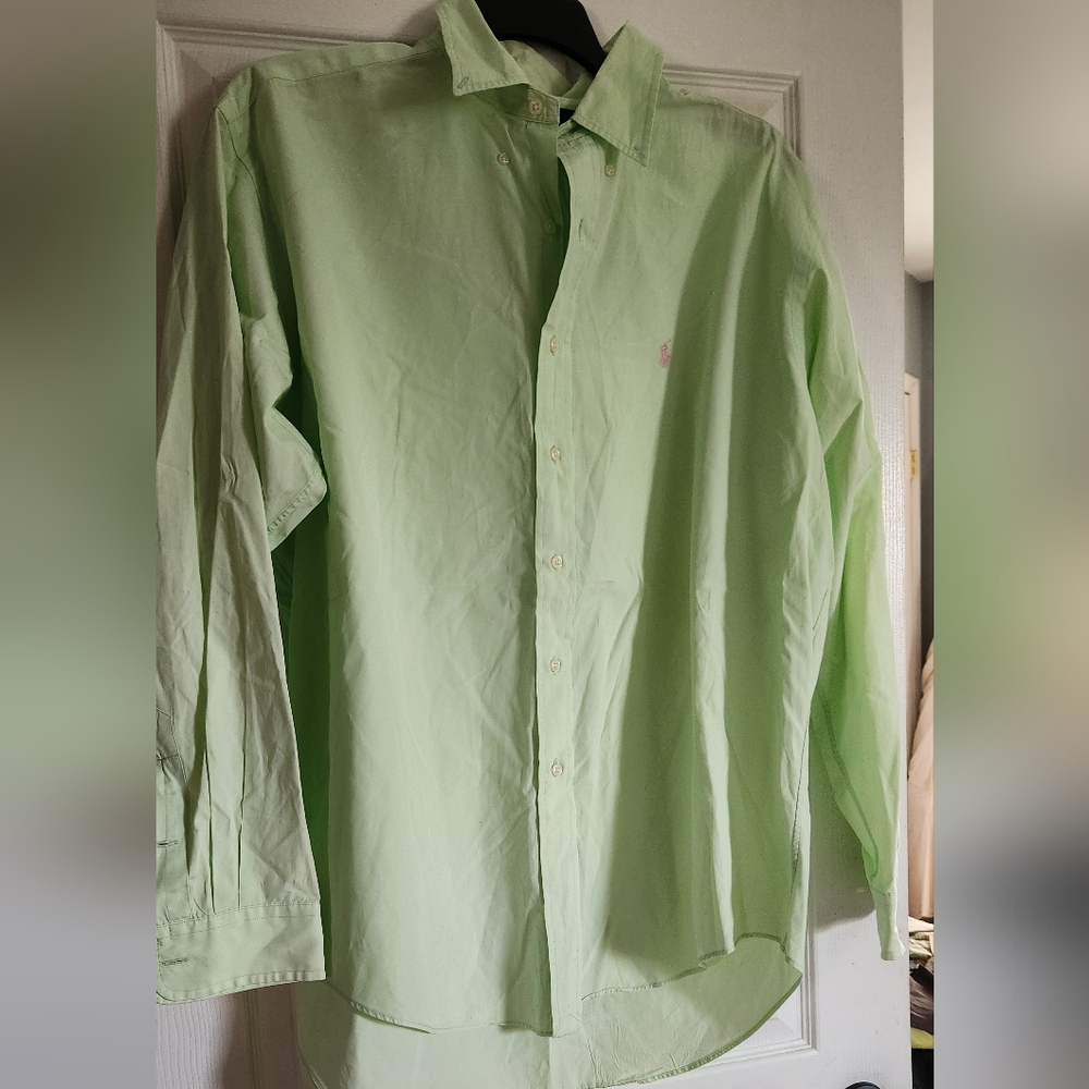 Ralph Lauren Vintage Classic Fit light greenButton Down Shirt Long Sleeve Men XL